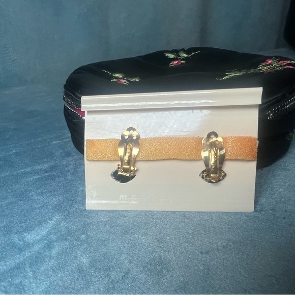 St. John Crystal and Gold Clip Earrings - Picture 2 of 2